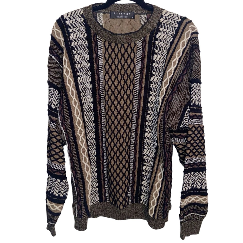 Vintage Protege Collection Sweater Mens Large 3D Knit USA Made 90s Grunge